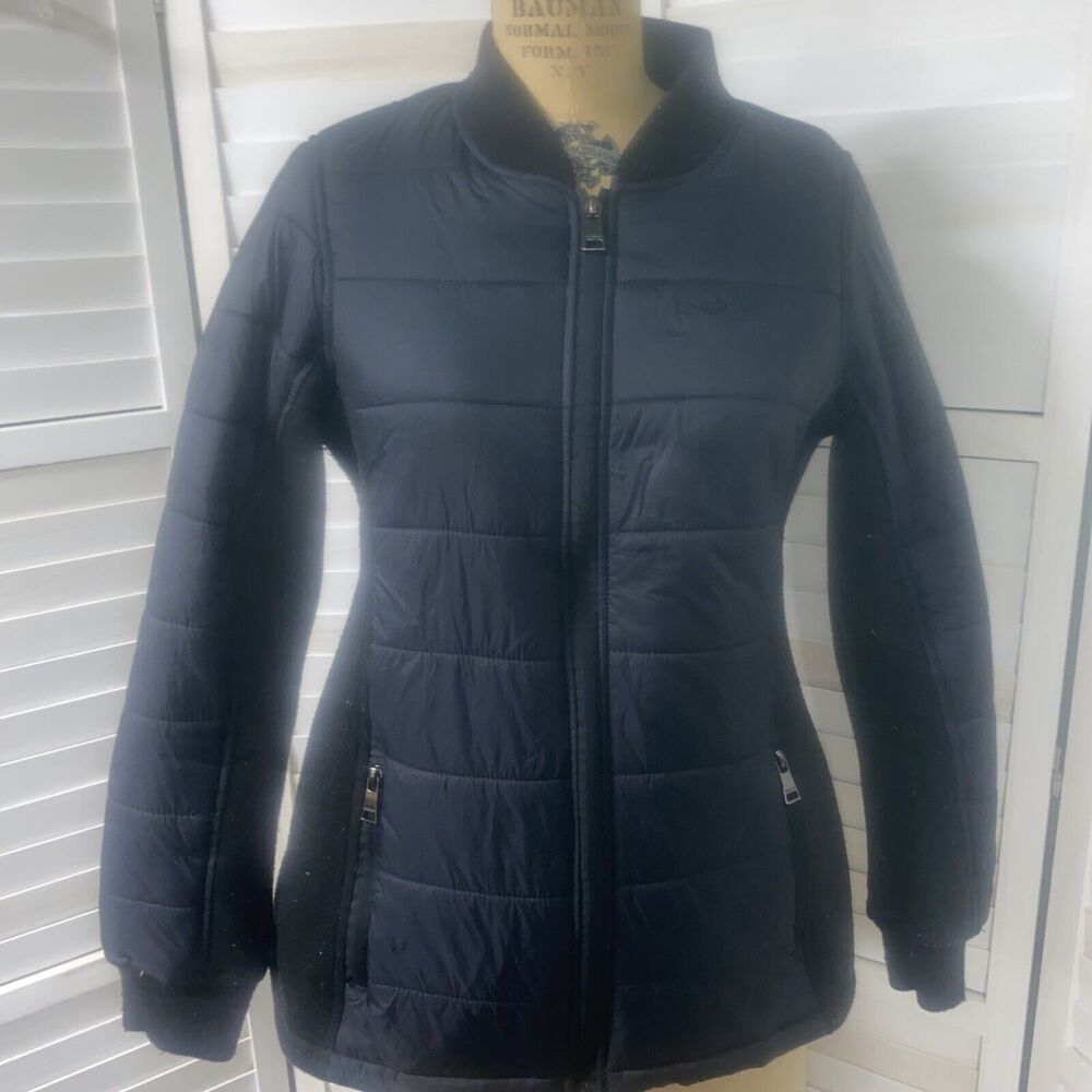 Bebe Sport Women’s Black Puffer Quilted Jacket Coat Fitted Sz Large